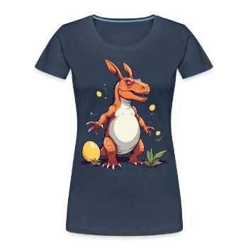 Iconic Easter Dinosaur and Dinosaur Easter Bunny - Women's Premium Organic T-Shirt - navy - Front - Mia (176cm)
