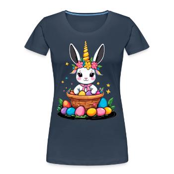 Funny Unicorn Easter Bunny Cute Easter Unicorn - Women's Premium Organic T-Shirt - navy - Front - Mia (176cm)