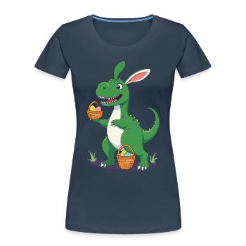 Iconic Easter Dinosaur Dinosaur Easter Bunny - Women's Premium Organic T-Shirt - navy - Front - Mia (176cm)