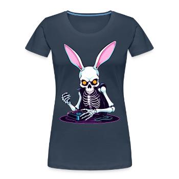 Lapin de Pâques Gamer et Design de streetwear de jeu - T-shirt bio Premium Femme - bleu marine - Devant - Mia (176cm)