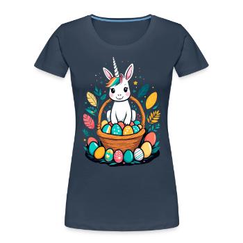 Funny Unicorn Easter Bunny Cute Easter Unicorn - Women's Premium Organic T-Shirt - navy - Front - Mia (176cm)