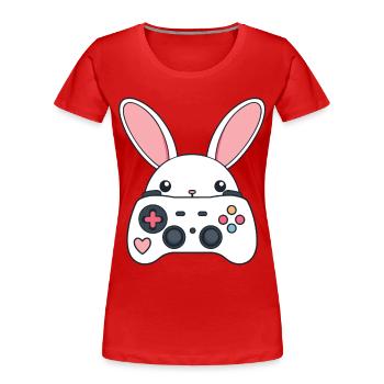 Osterhase Gamer Ikonisches Ostern Gaming - Frauen Premium Bio T-Shirt -  - Vorne - Mia (176cm)