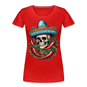 Esthétique Chili Streetwear Hot Skull Look - T-shirt bio Premium Femme - bleu marine - Devant - Mia (176cm)