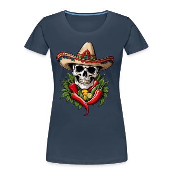 Skull Chili Style Aesthetic Mexikanisch - Frauen Premium Bio T-Shirt - Navy - Vorne - Mia (176cm)