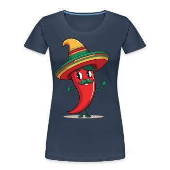 Aesthetic Chilischote Chili Streetwear Hot - Frauen Premium Bio T-Shirt - Navy - Vorne - Mia (176cm)