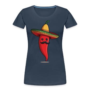 Aesthetic Chilischote Chili Streetwear Hot - Frauen Premium Bio T-Shirt - Navy - Vorne - Mia (176cm)