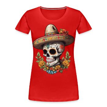 Iconic Sugar Skull Mexico Streetwear - Women's Premium Organic T-Shirt - navy - Front - Mia (176cm)