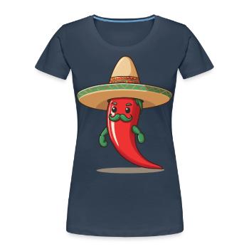 Aesthetic Chilischote Chili Streetwear Hot - Frauen Premium Bio T-Shirt - Navy - Vorne - Mia (176cm)