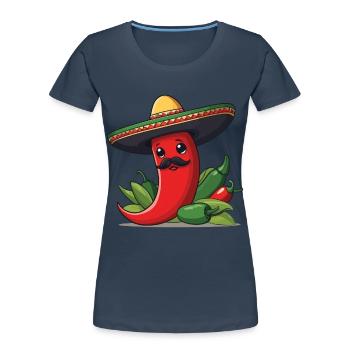 Aesthetic Chilischote Chili Streetwear Hot - Frauen Premium Bio T-Shirt - Navy - Vorne - Mia (176cm)