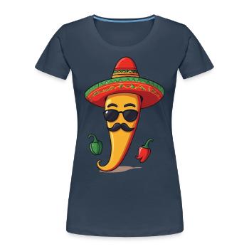 Aesthetic Chili Streetwear Heißer Scoville Stil - Frauen Premium Bio T-Shirt - Navy - Vorne - Mia (176cm)