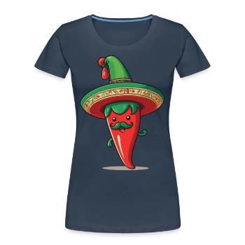 Aesthetic Chilischote Chili Streetwear Hot - Frauen Premium Bio T-Shirt - Navy - Vorne - Mia (176cm)