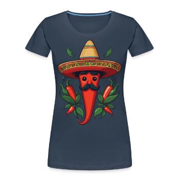 Ästhetik Chili Streetwear Mexikanisch Scharf - Frauen Premium Bio T-Shirt - Navy - Vorne - Mia (176cm)