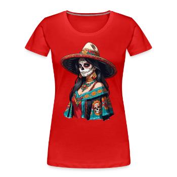 Iconic Sugar Skull Mexico Skull Streetwear - Women's Premium Organic T-Shirt - navy - Front - Mia (176cm)