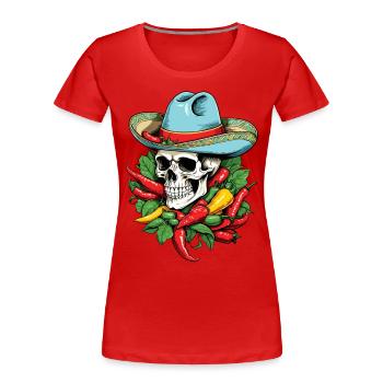 Esthétique Chili Skull Design Style mexicain - T-shirt bio Premium Femme - bleu marine - Devant - Mia (176cm)