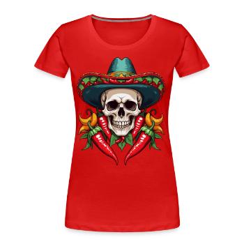 Aesthetic Chili Skull Design Mexikanisch Style - Frauen Premium Bio T-Shirt - Navy - Vorne - Mia (176cm)