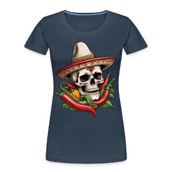 Esthétique Chili Skull Design Style mexicain - T-shirt bio Premium Femme - bleu marine - Devant - Mia (176cm)