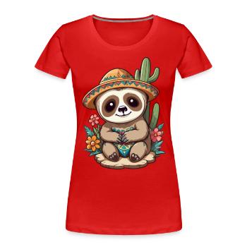 Paresseux emblématique Sugar Skull Mexique - T-shirt bio Premium Femme - bleu marine - Devant - Mia (176cm)