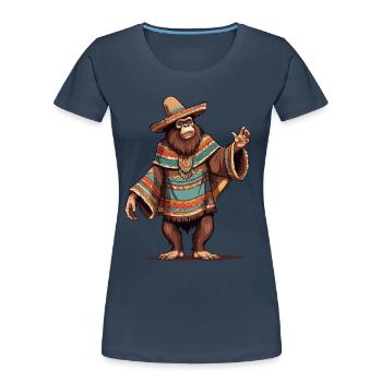 Sasquatch Bigfoot mexicain avec sombrero - T-shirt bio Premium Femme - bleu marine - Devant - Mia (176cm)