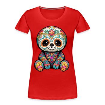 Paresseux Mexique Sugar Skull Dia De Muertos - T-shirt bio Premium Femme - bleu marine - Devant - Mia (176cm)