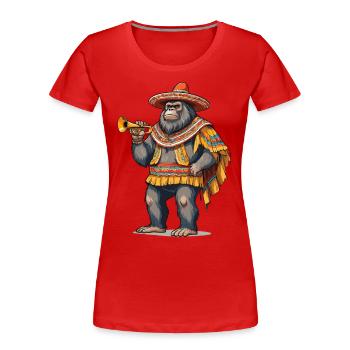 Sasquatch Bigfoot mexicain avec sombrero - T-shirt bio Premium Femme - bleu marine - Devant - Mia (176cm)