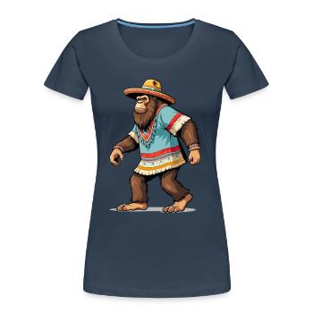Mexicain Bigfoot Sasquatch Sombrero - T-shirt bio Premium Femme - bleu marine - Devant - Mia (176cm)