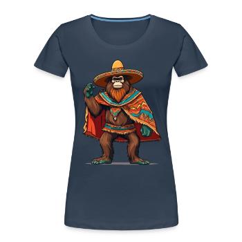 Mexicain Bigfoot Sasquatch Sombrero - T-shirt bio Premium Femme - bleu marine - Devant - Mia (176cm)