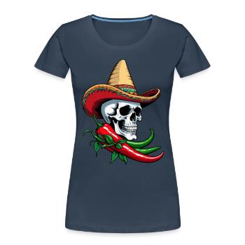 Aesthetic Chili Skull Design Mexikanisch Style - Frauen Premium Bio T-Shirt - Navy - Vorne - Mia (176cm)