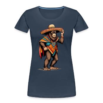 Mexican Bigfoot Sasquatch Sombrero - Women's Premium Organic T-Shirt - navy - Front - Mia (176cm)
