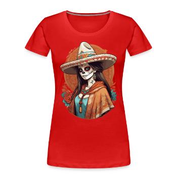 Fête mexicaine emblématique de Sugar Skull - T-shirt bio Premium Femme - bleu marine - Devant - Mia (176cm)