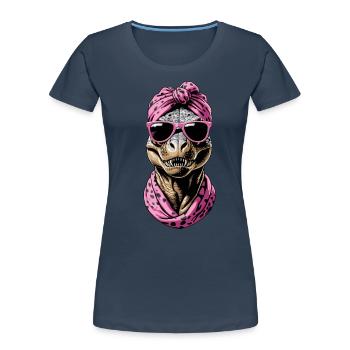 Drôle Dinosaure Maman Cool Dino Femme Style - T-shirt bio Premium Femme - bleu marine - Devant - Mia (176cm)