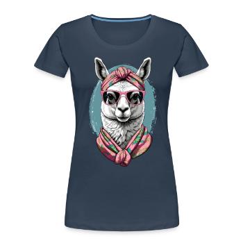 Llama Loving Mom Funny Alpaca Mother's Day - Women's Premium Organic T-Shirt - navy - Front - Mia (176cm)