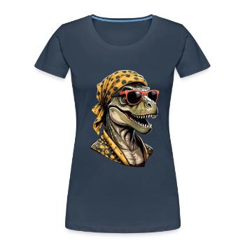 Lustige Dinosaurier Mutter Coole Dino Frau Style - Frauen Premium Bio T-Shirt - Navy - Vorne - Mia (176cm)