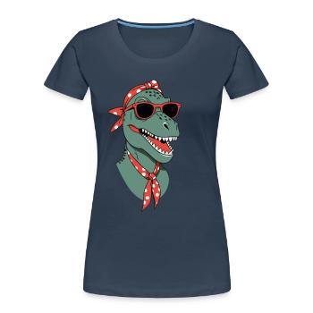 Drôle Dinosaure Maman Cool Dino Femme Style - T-shirt bio Premium Femme - bleu marine - Devant - Mia (176cm)