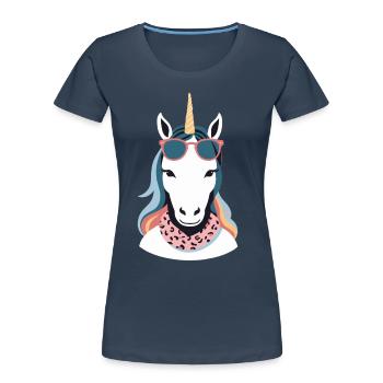 Einhorn Mama Einhörner Liebende Lustige Stylische - Frauen Premium Bio T-Shirt - Navy - Vorne - Mia (176cm)