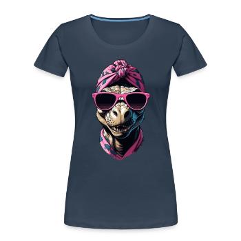 Lustige Dinosaurier Mutter Coole Dino Frau Style - Frauen Premium Bio T-Shirt - Navy - Vorne - Mia (176cm)