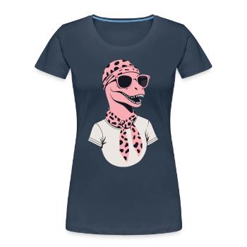 Drôle Dinosaure Maman Cool Dino Femme - T-shirt bio Premium Femme - bleu marine - Devant - Mia (176cm)