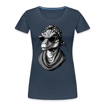 Drôle Dinosaure Maman Cool Dino Femme Style - T-shirt bio Premium Femme - bleu marine - Devant - Mia (176cm)