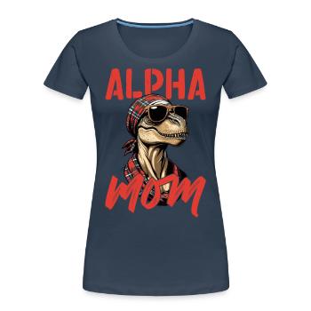 Maman alpha Drôle Dinosaure Iconique Maman - T-shirt bio Premium Femme - bleu marine - Devant - Mia (176cm)