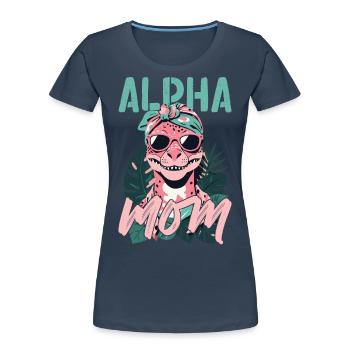 Alpha Maman Drôle Dinosaure Maman Dinos Cool - T-shirt bio Premium Femme - bleu marine - Devant - Mia (176cm)