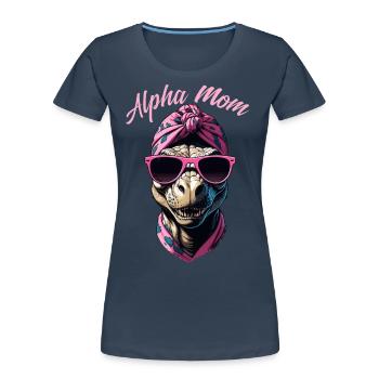 Maman alpha Drôle Dinosaure Iconique Maman - T-shirt bio Premium Femme - bleu marine - Devant - Mia (176cm)