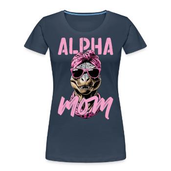 Maman alpha Drôle Dinosaure Iconique Maman - T-shirt bio Premium Femme - bleu marine - Devant - Mia (176cm)