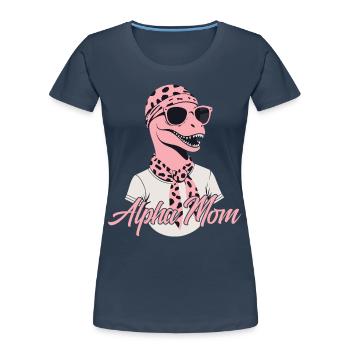 Alpha Maman Drôle Dinosaure Maman Dinos Cool - T-shirt bio Premium Femme - bleu marine - Devant - Mia (176cm)