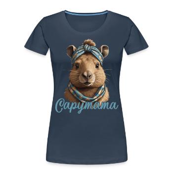 Capymama drôle Capybara conception de fête des mères - T-shirt bio Premium Femme - bleu marine - Devant - Mia (176cm)