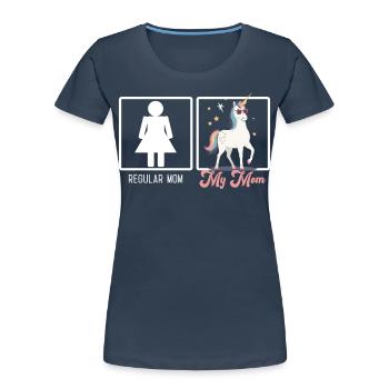 Funny Mom Comparison Unicorn Mom Design - Women's Premium Organic T-Shirt - navy - Front - Mia (176cm)