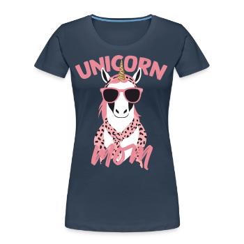 Einhorn Mama Einhörner Liebende Lustige Stylische - Frauen Premium Bio T-Shirt - Navy - Vorne - Mia (176cm)