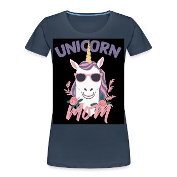 Einhorn Mama Lustige Stylische Einhorn Frau - Frauen Premium Bio T-Shirt - Navy - Vorne - Mia (176cm)