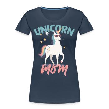 Einhorn Mama Einhörner Liebende Lustige Stylisch - Frauen Premium Bio T-Shirt - Navy - Vorne - Mia (176cm)