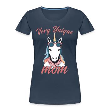 Licorne maman licornes aimant très Unique - T-shirt bio Premium Femme - bleu marine - Devant - Mia (176cm)