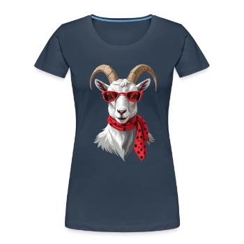Maman chèvre drôle parfaite pour la fête des mères - T-shirt bio Premium Femme - bleu marine - Devant - Mia (176cm)