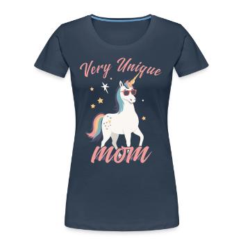 Licorne maman licornes aimant très Unique - T-shirt bio Premium Femme - bleu marine - Devant - Mia (176cm)